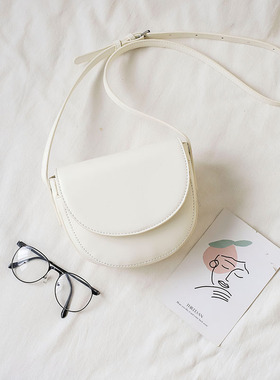 马鞍包白色夏天小清新质感小众半圆超火高级单肩包斜挎小包包女包