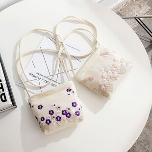 手机包布外出旅游手机包女式斜小挎包夏天散步手机包韩版百搭斜挎