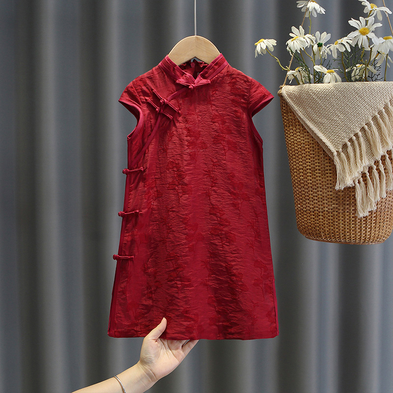 女童旗袍连衣裙夏装2024新款儿童薄款连衣裙宝宝周岁礼服裙公主裙