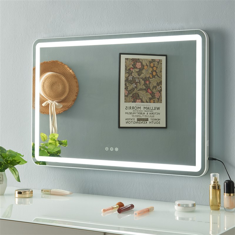 化妆镜梳妆台led灯补光大号台式桌面智能壁挂发光工作室专业镜子