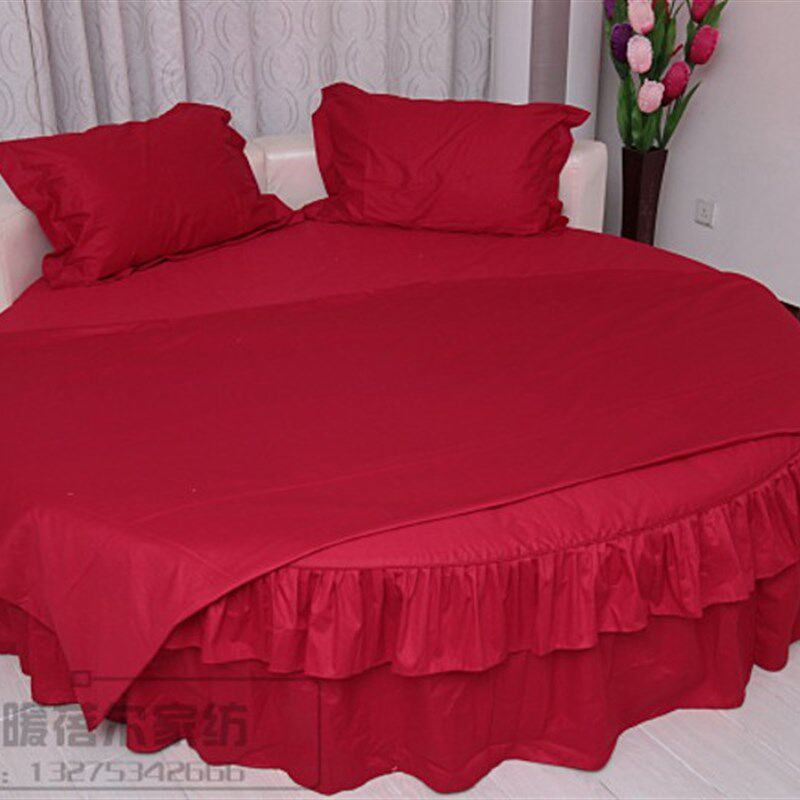 订做纯棉圆床床裙四件套圆形床罩床单全棉主题宾馆V酒店简约春夏