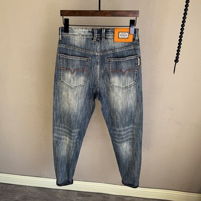 斜插口袋2025新款弹力夏季薄矮个子九分八分牛仔长裤男修身小脚裤