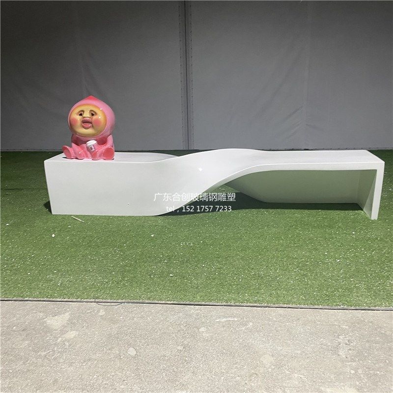 玻璃钢美陈彩绘休闲长凳个性麻花造型商场休闲等候座椅烤漆长方凳
