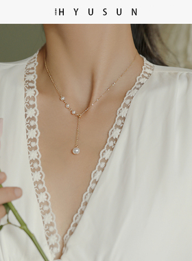 天然珍珠项链女简约气质冷淡风小众设计高级感轻奢法式网红锁骨链