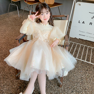 女童洋装秋冬装2023新款秋装儿童公主裙洋派小女孩毛衣裙子冬季