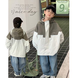 源源家童装2023新款秋装男童外套儿童风衣L连帽宝宝上衣男孩洋派