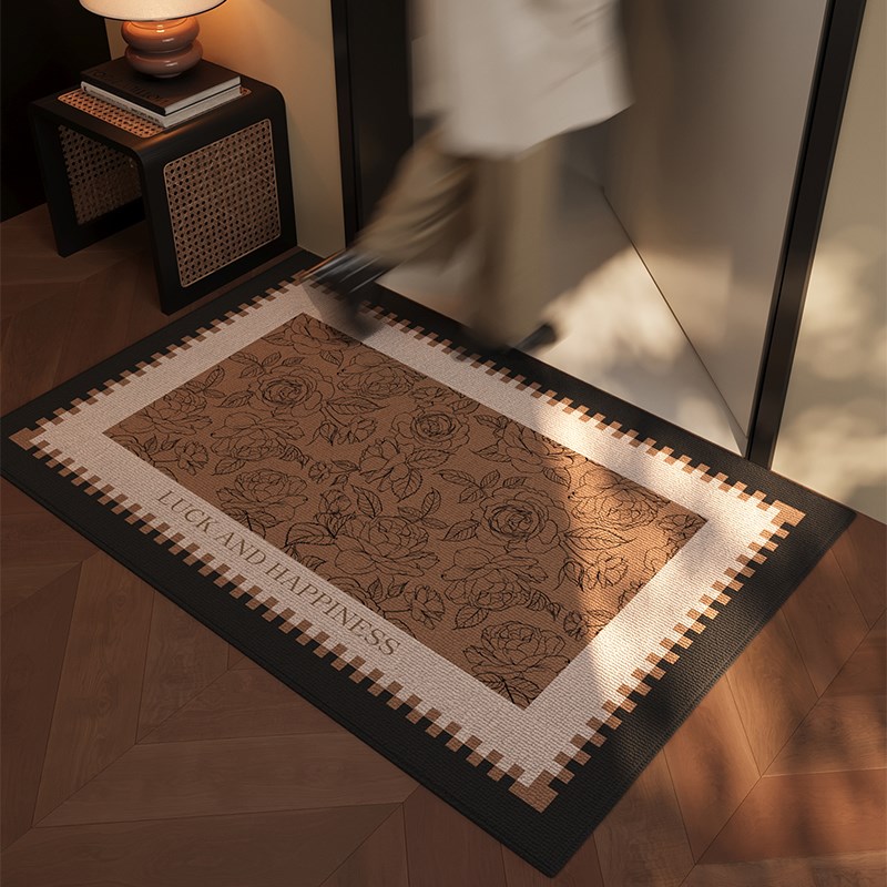 入户门地垫复古高级进门防滑脚垫耐脏免洗家用玄关地毯大门口门垫