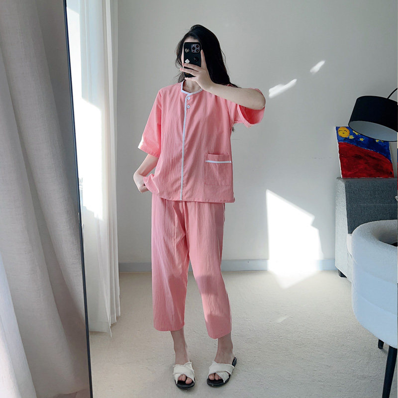 汗蒸服女款纯e棉2024新款情侣款洋气可爱七分长裤长袖男按摩桑拿