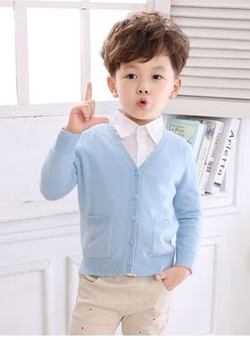 秋冬季儿童羊绒开衫V领男女大童外套宝宝毛衣小孩针织打底衫定做