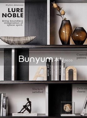 简约轻奢样板房书房展示柜摆件办公室玄关柜花瓶高级软装饰品组合