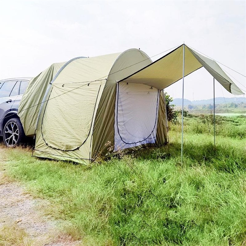 户外露营一室一厅车尾帐篷自驾游野外露宿遮阳防晒防风汽车遮阳棚