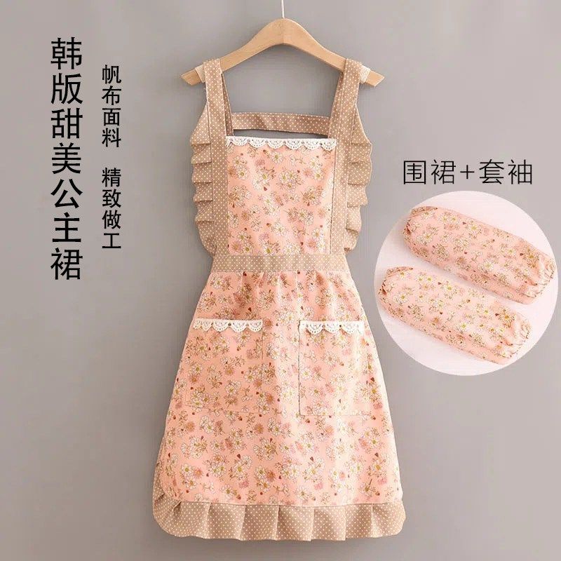 围裙套袖两件套韩版蕾丝做饭公主风透气时尚大人工作服夏2023新款,家庭/个人清洁工具,围裙,淘宝优惠券,粉丝福利购,淘宝优惠卷