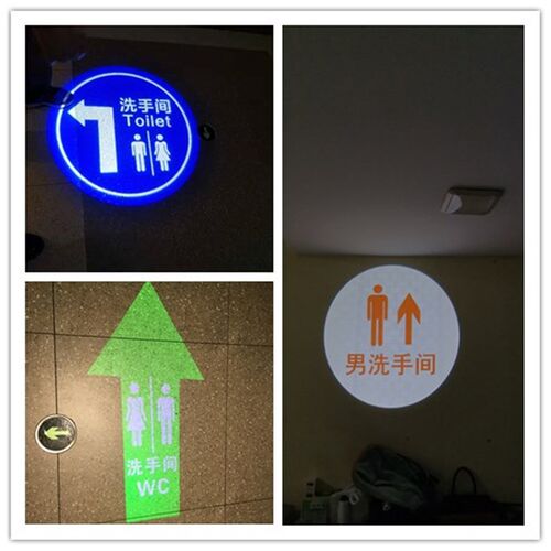 男女洗手间投影指示灯小心台阶斜坡地滑图案Mlogo门头标识投影灯