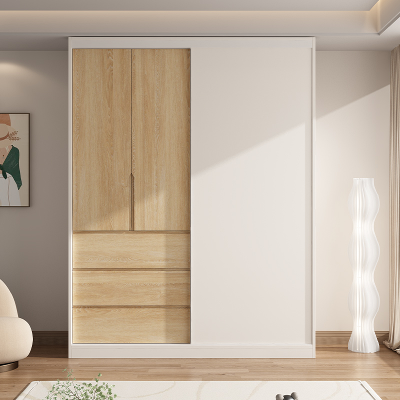 实木推拉门衣柜家用卧室衣橱儿童储物柜简易收纳大容量小户型定制