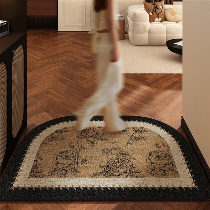 中古风丝圈入户门地垫家用门口进门耐脏防滑脚垫复古高级感可裁剪