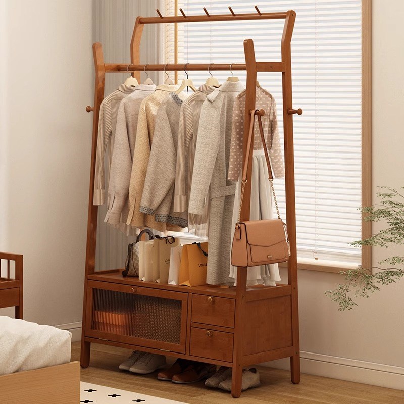 移动衣帽架卧室落地式多功能挂衣架家用房间挂包衣服收纳置物架子