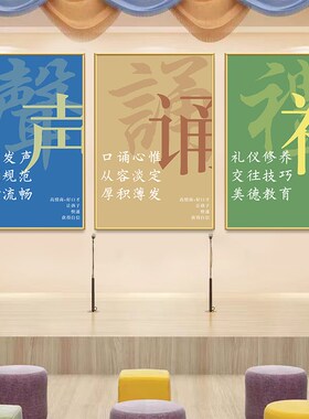 口才班墙面装饰布置n挂画主持培训机构宣传海报教室文化墙背景壁