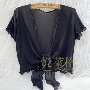 2024夏季小坎肩女短款小外搭开衫短袖网纱薄透短外套外披纱衣披肩