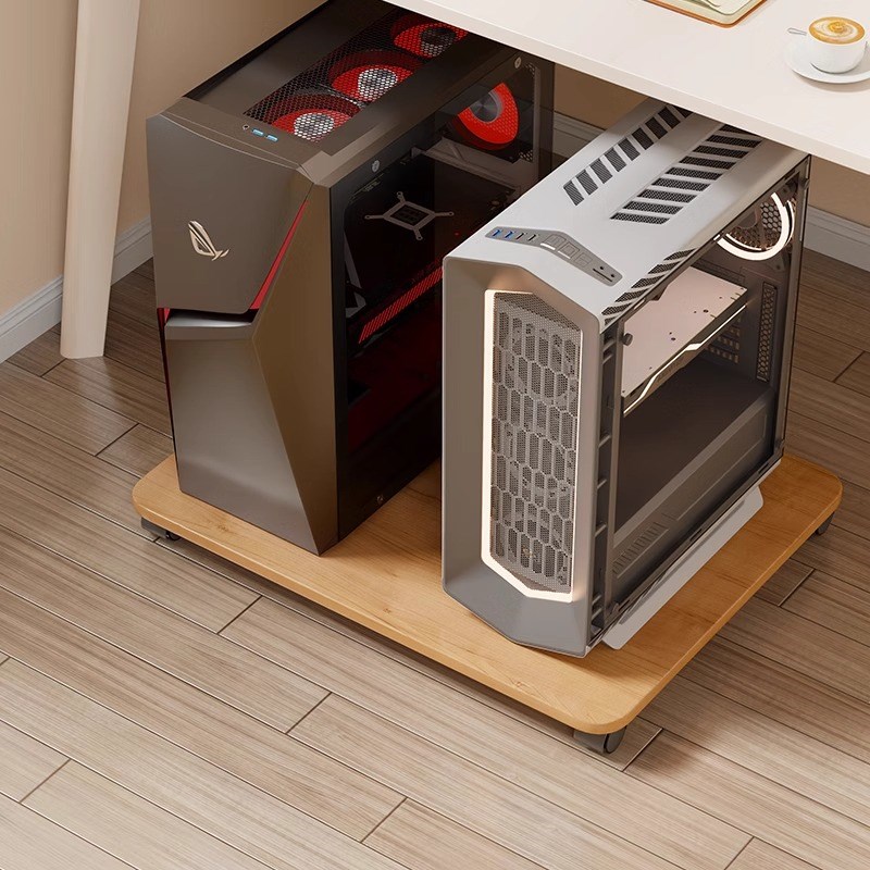 实木主机箱托架落地可移动打印机置物架台式电脑主机架机箱增高架