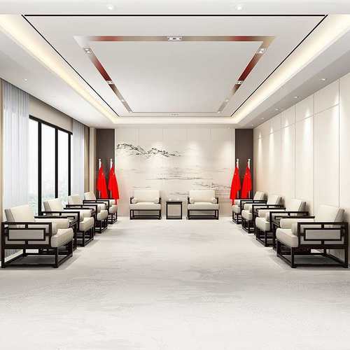 新中式实木会议室办公沙发贵宾接待会客区现代简约商务单人桌椅