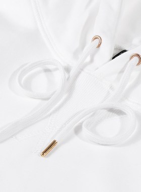 300g重磅毛圈布倒三角连v帽卫衣男女纯白色套头春秋季情侣上衣外