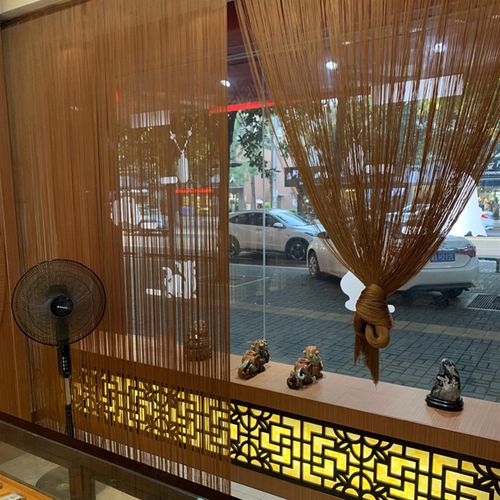 新中式客厅隔断帘装饰玄关挂帘隔断卧室屏风流苏线帘子茶室免打孔