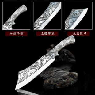 龙泉华凡菜刀啸天斩骨刀轴承钢手工锻打厨房家用刀具砍骨户外柴刀