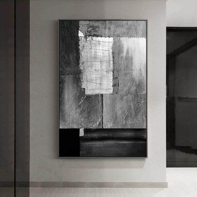 工业风壁画黑白抽象装饰画后现代玄关走廊过道小众创意高级感挂画