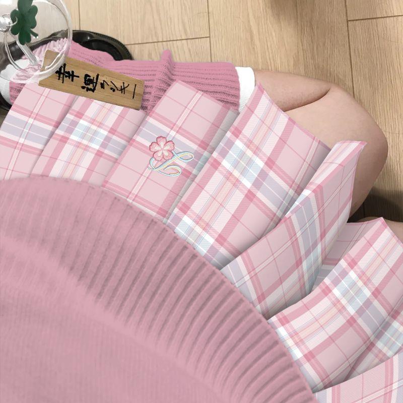 「桃妃妃」林间风铃原创jk格裙百搭百褶裙日系学院风短裙粉色裙子