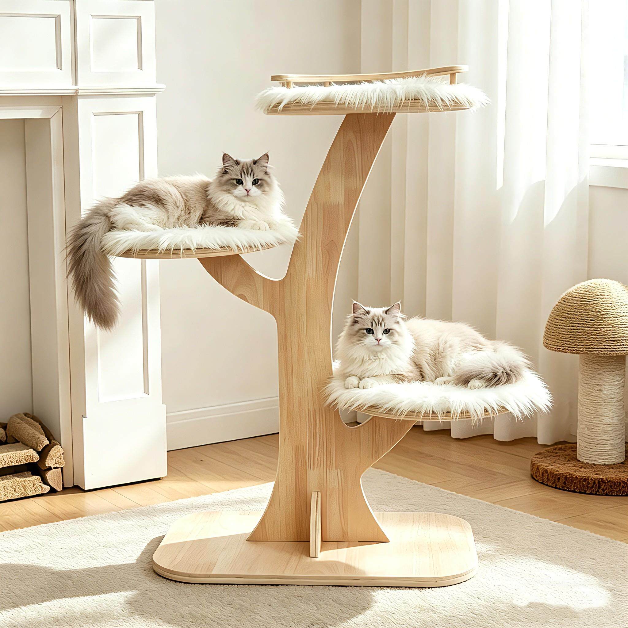 实木猫爬架小型家用小户型不占地云花朵猫窝大树一体大猫成猫专用
