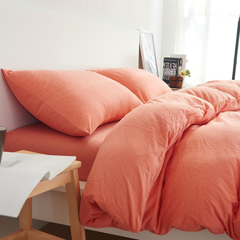 针织棉四套件简约时尚风天竺棉三件套纯棉床单P被罩全棉床笠4件套