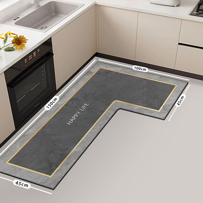 2024新款厨房地垫吸水脚垫防滑防油G可擦免洗垫子L型耐脏专用地毯