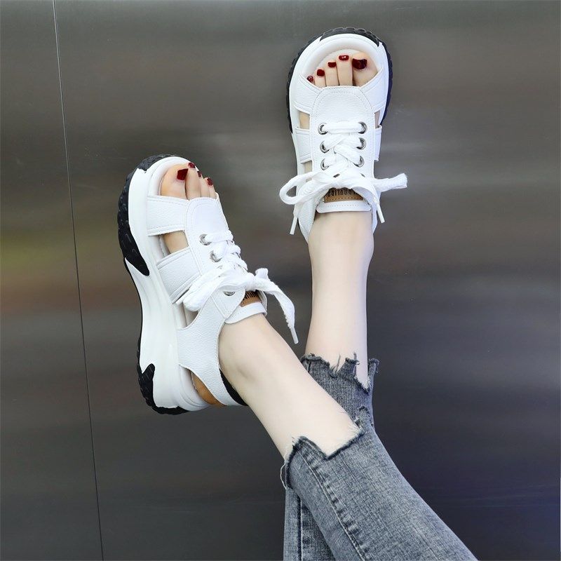 运动老爹凉鞋女款2024新款休闲外穿沙滩鞋厚底轻便凉鞋大码41-42