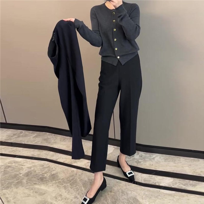 大码直筒c休闲西装裤女2025春季新款宽松百搭显瘦高腰九分阔腿裤