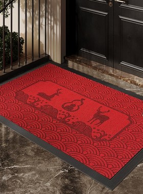 红色喜庆入户门地垫别墅大门口z家用加厚地毯高级耐脏免洗玄关脚