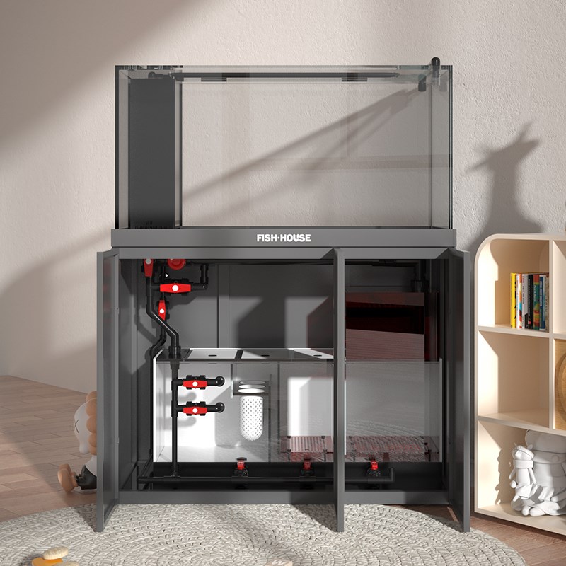 2024新款底滤鱼缸客厅家用大型轻奢超白下过滤造景南美龙缸