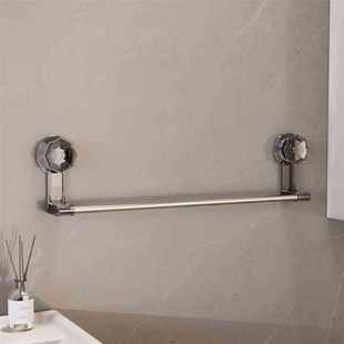 轻奢吸盘毛巾架免打孔浴室简约挂式毛巾杆置Q物架卫生间单杆防水