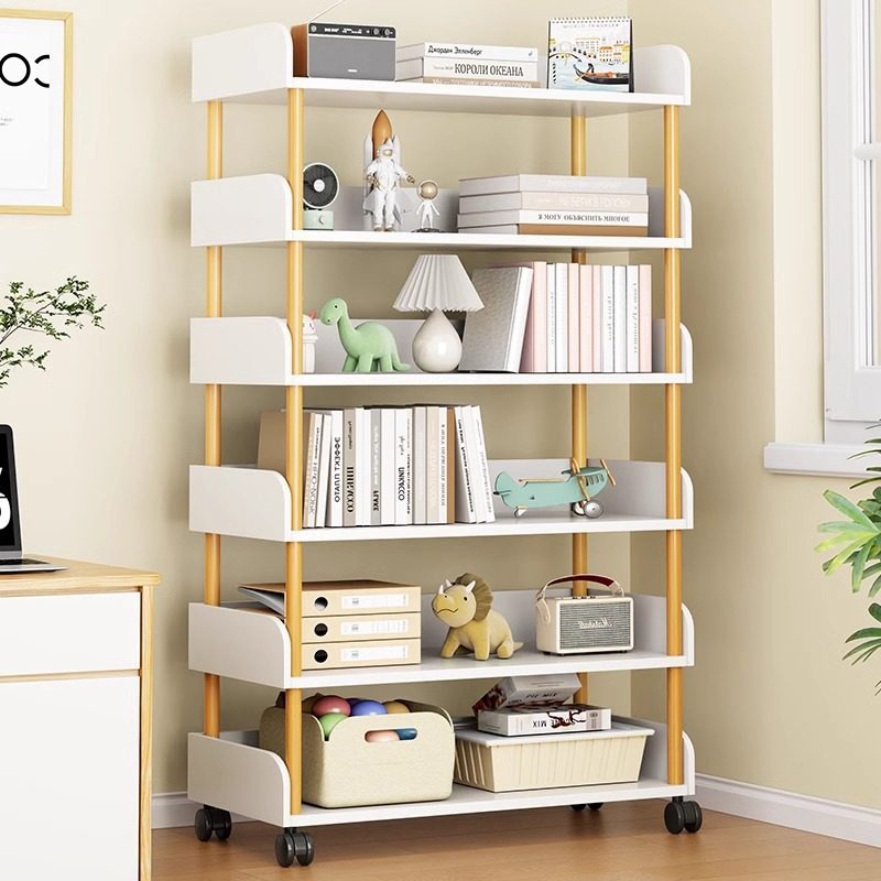 落地书架置物架可移动家用一体收纳柜带轮简易客厅靠墙书柜储物柜,收纳整理,家用收纳手推车,淘宝优惠券,粉丝福利购,淘宝优惠卷
