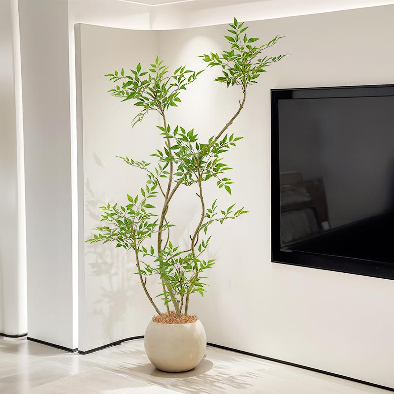 南天竹仿真绿植高端轻奢绿色室内客厅玄关处装饰家居摆件仿生植物