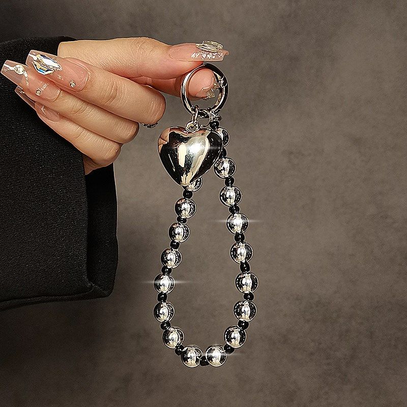 个性创意银电镀爱心手提链手腕短挂绳带夹片手机壳钥匙扣包包挂件,3C数码配件,手机挂件/手机链,淘宝优惠券,粉丝福利购,淘宝优惠卷