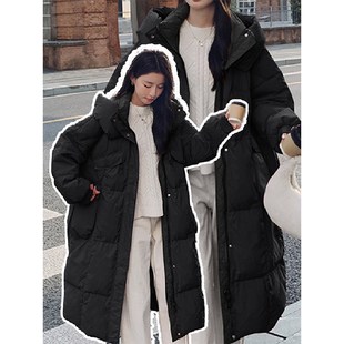 中长款 特大码 新款 胖mm黑色羽绒棉服大衣女冬季 连帽棉衣外套潮 女装