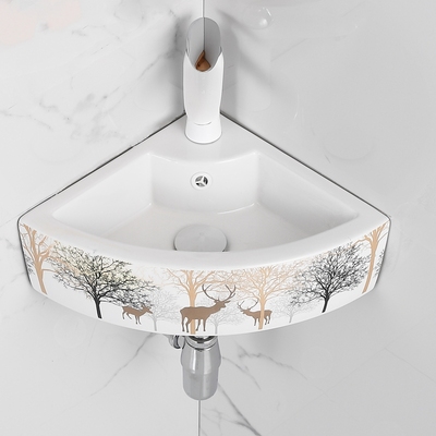 挂墙式洗手盆卫生间转角三角盆阳台陶瓷洗脸盆家用小户型洗漱台盆