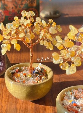 【手工】爆款水晶发财树摆件造型树桌面书房办公室床头创意礼物