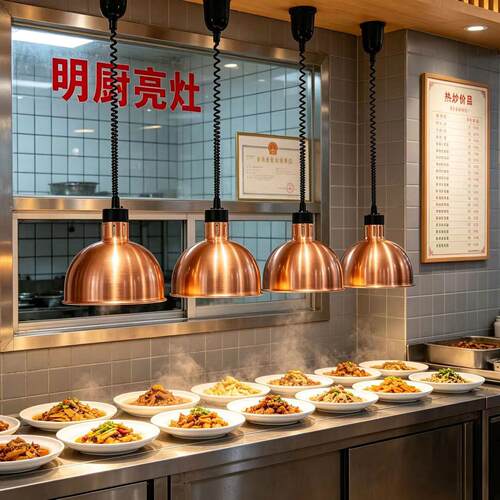 食品加热保温吊灯饭厅干货自助称重快餐店熟食店餐饮食物餐桌暖菜