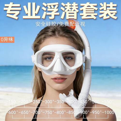 浮潜面镜三宝可配近视浮潜面罩潜水面镜浮潜装备全干式呼吸管套装