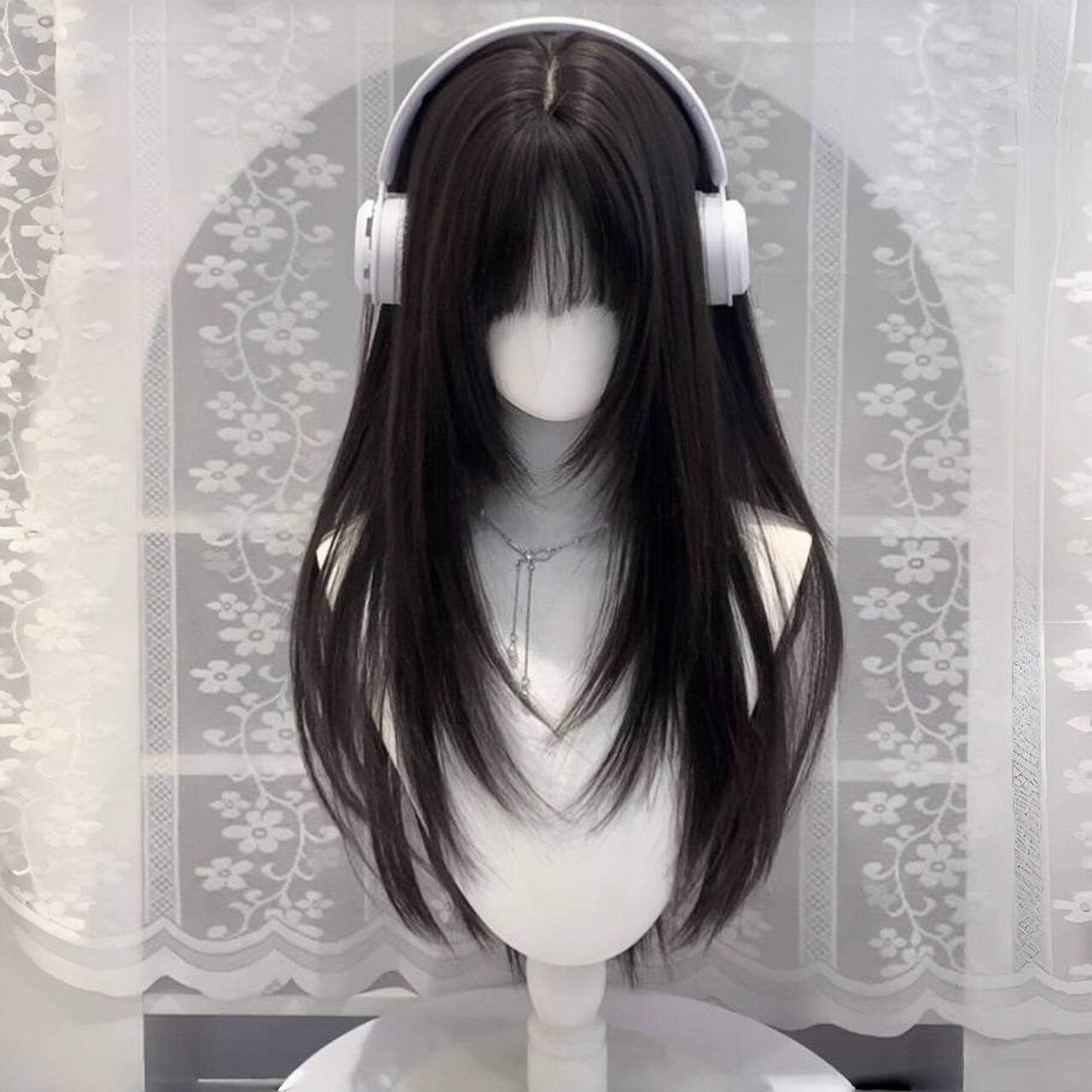 【洋娃娃】假发女高层次二次元日常Lolita黑长直彷真发日常全头套