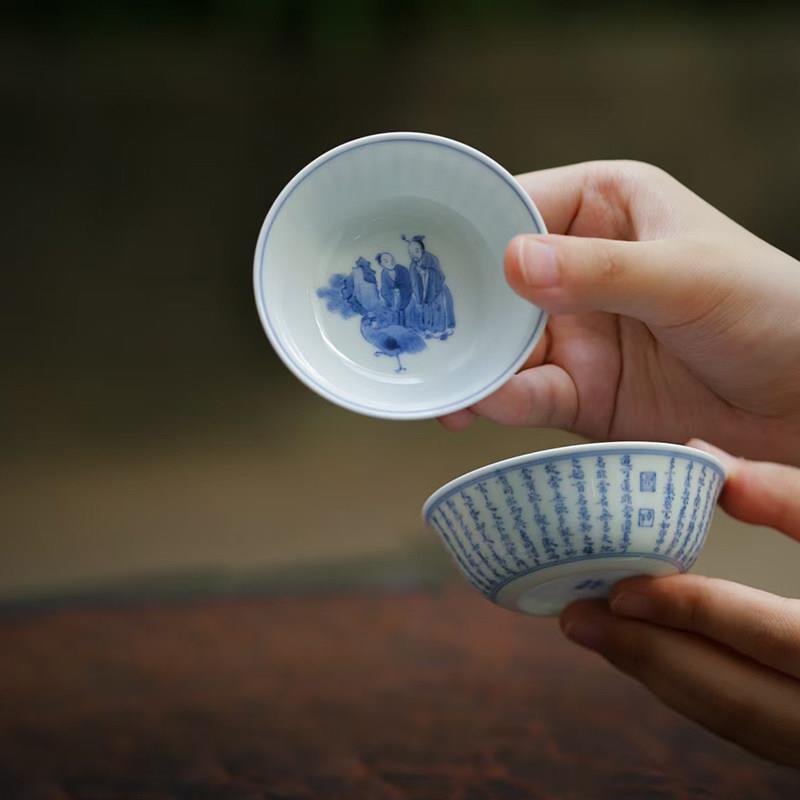 【御熹】景德镇忘言造物青花道德经茶杯手工手绘陶瓷品茗杯主人杯