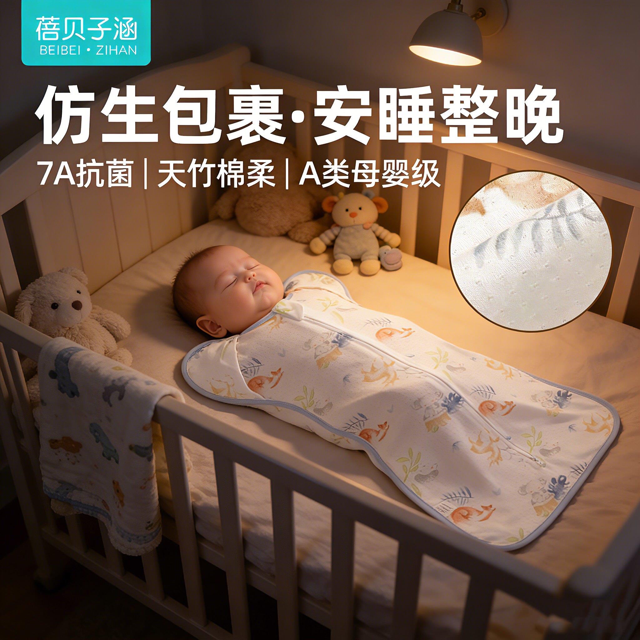 婴儿防惊跳睡袋鸡翅睡袋夏季薄款竹纤维小月龄宝宝投降式新生儿图片