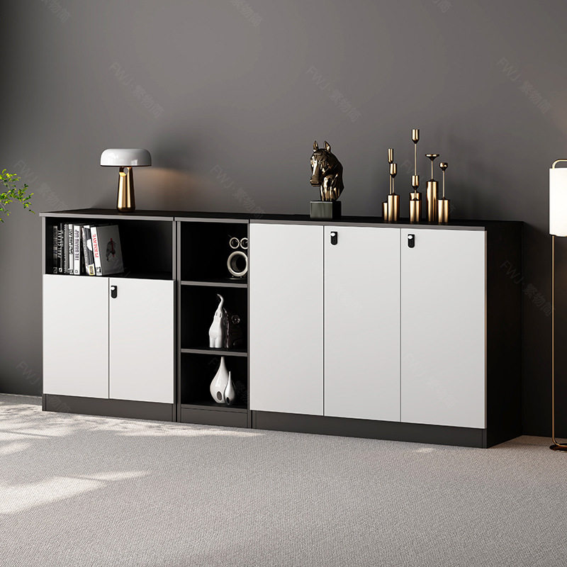 办公室矮柜茶水柜办公桌边柜地柜落地柜简约文件资料木质档案柜