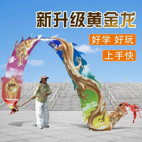 舞龙彩带健身健身龙带甩彩带舞龙甩龙带龙头彩带耍龙中老年人健身